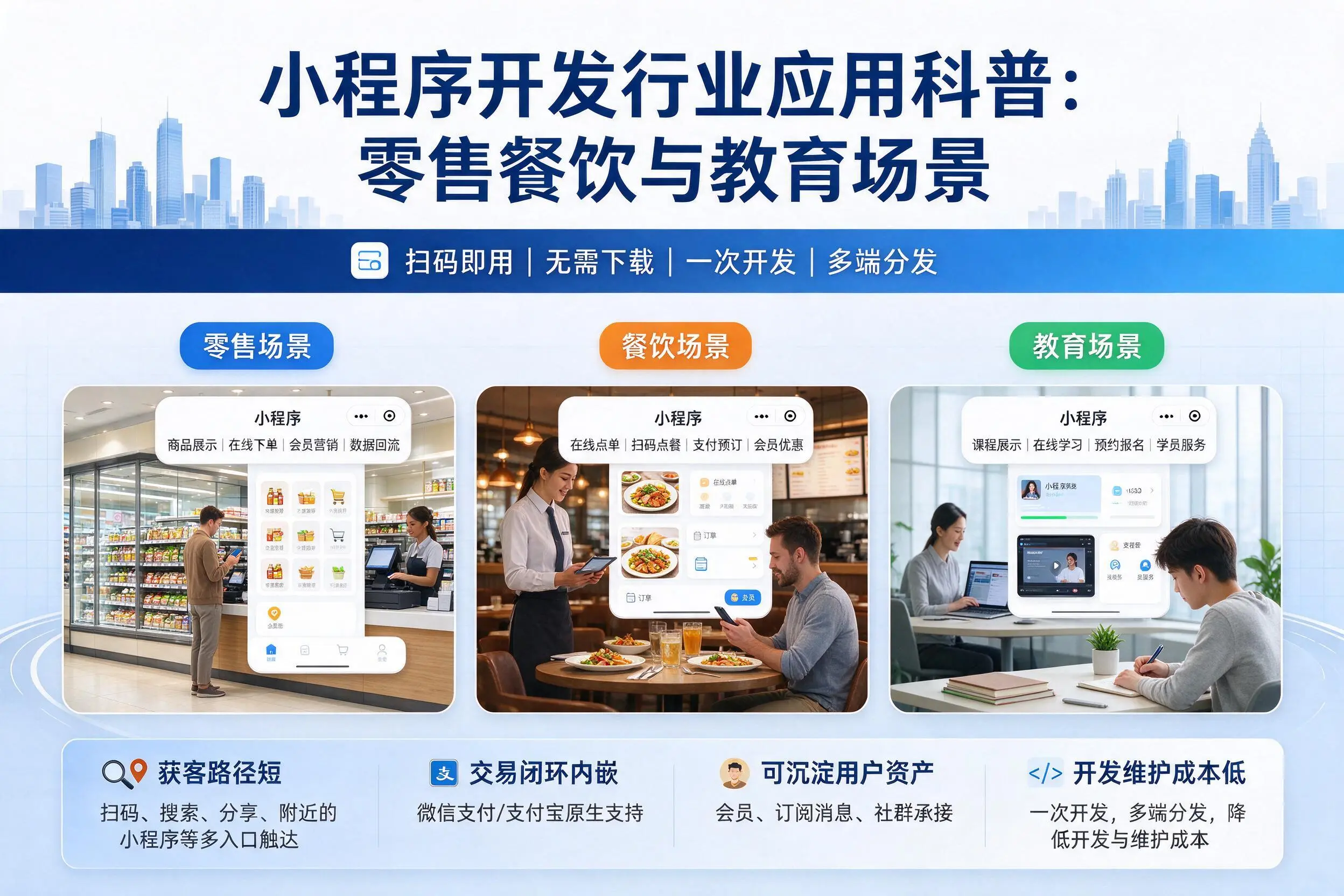 丹东小程序开发行业应用科普:零售餐饮与教育场景
