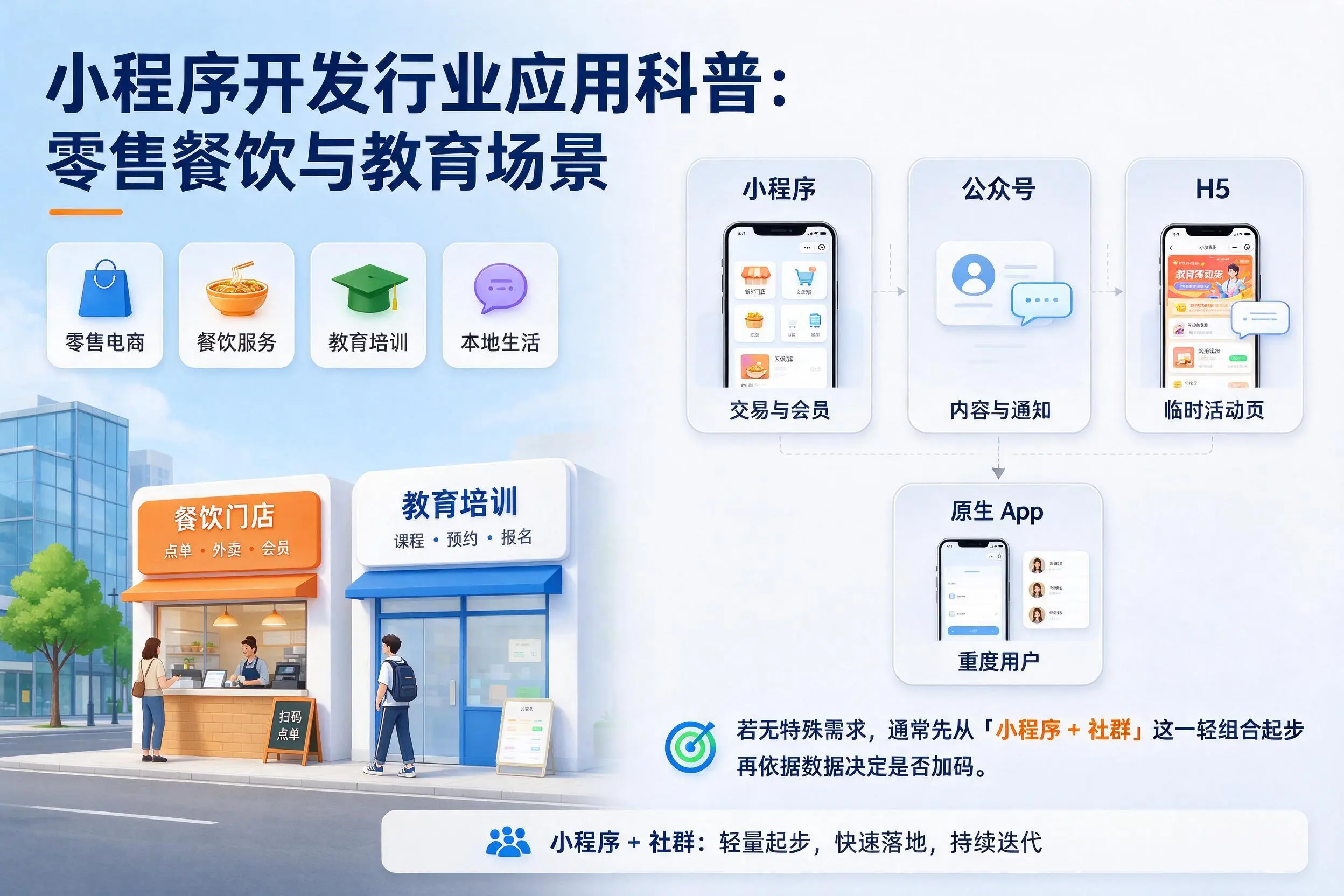 丹东小程序开发行业应用科普:零售餐饮与教育场景