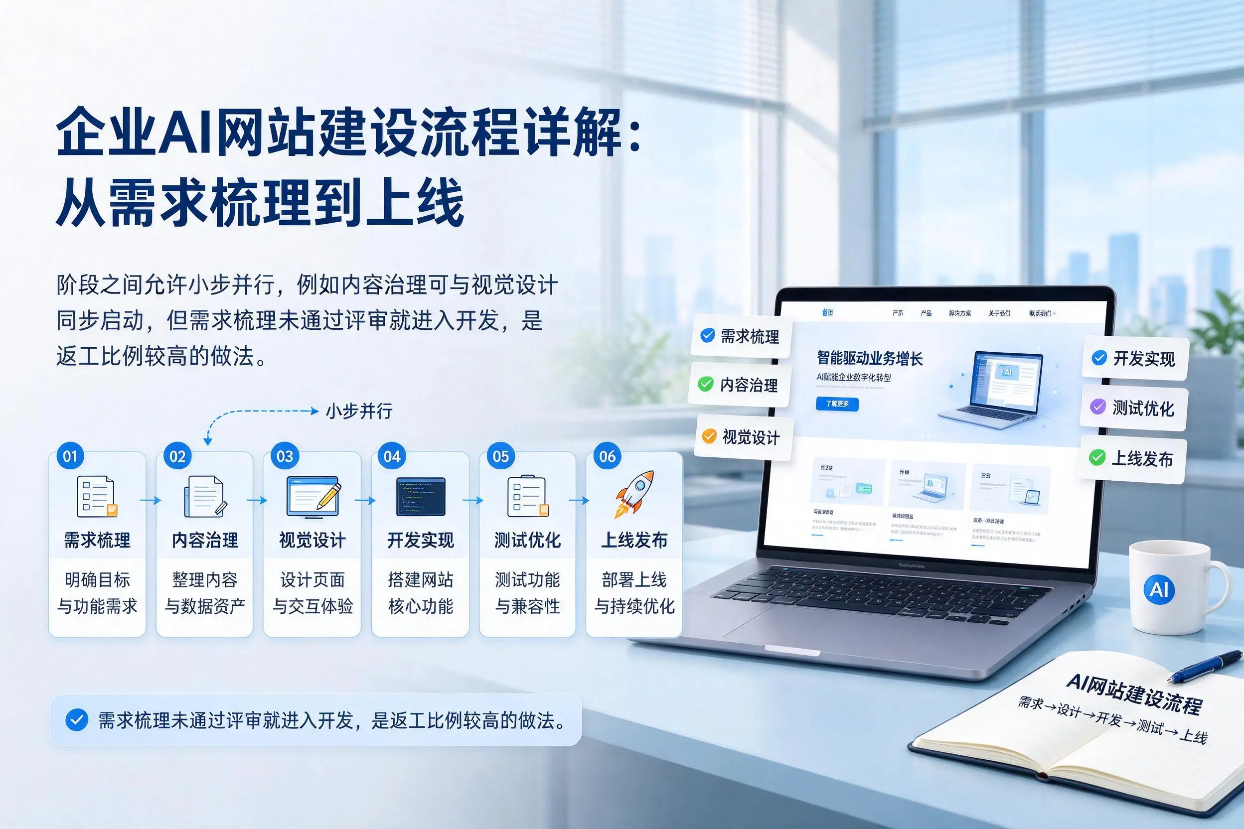 丹东企业AI网站建设流程详解:从需求梳理到上线