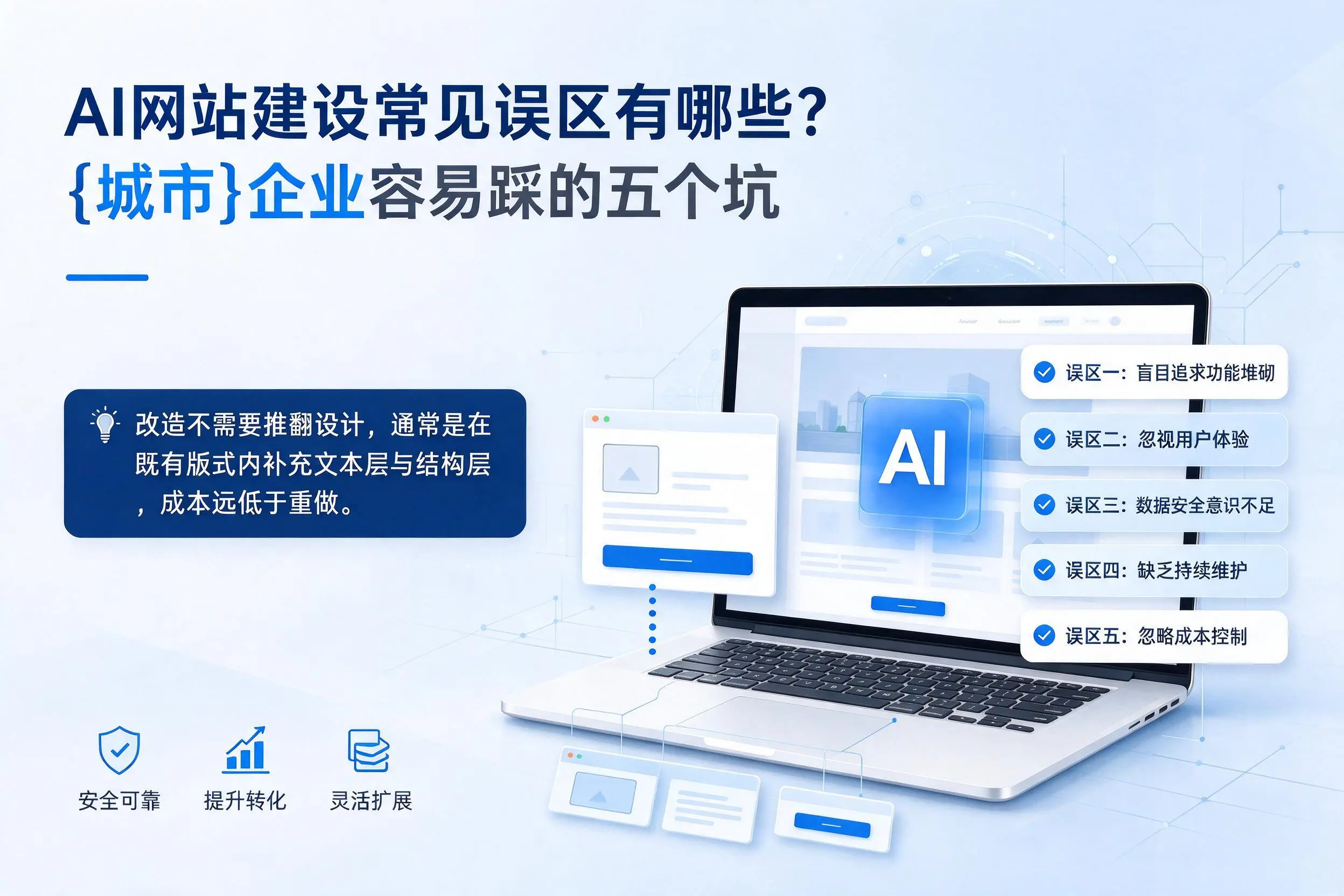 AI网站建设常见误区有哪些？丹东企业容易踩的五个坑