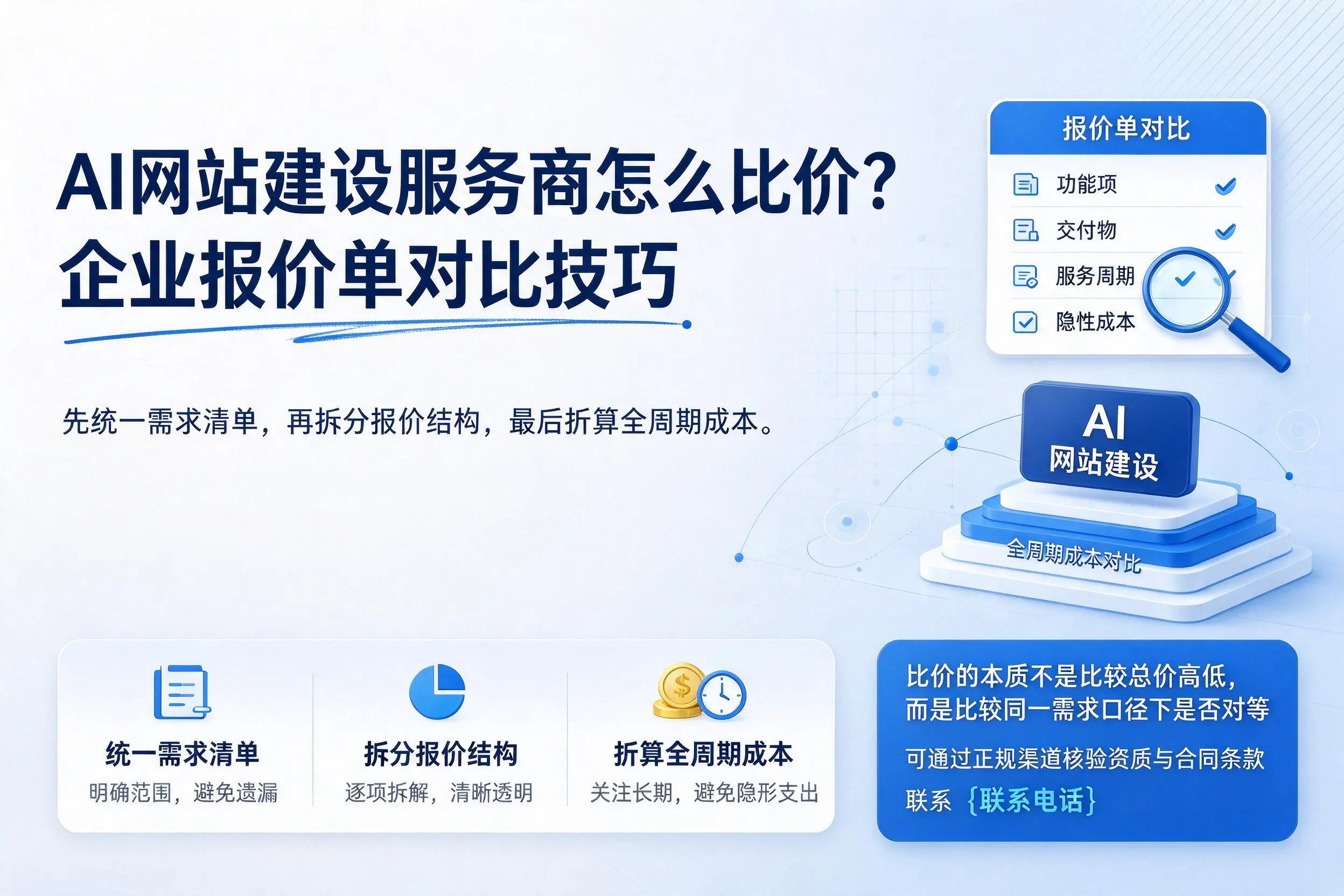 AI网站建设服务商怎么比价?丹东企业报价单对比技巧