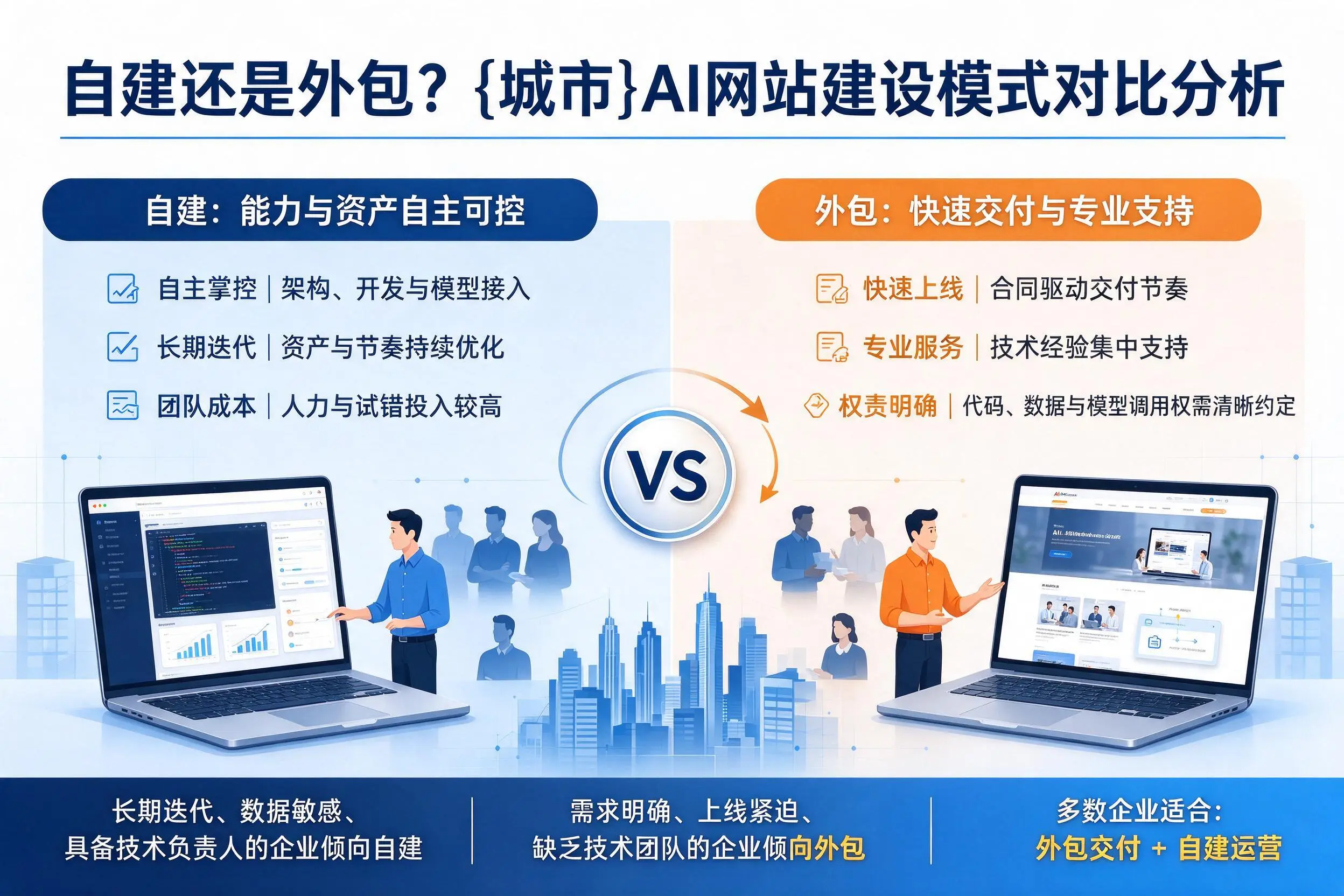 自建还是外包?丹东AI网站建设模式对比分析